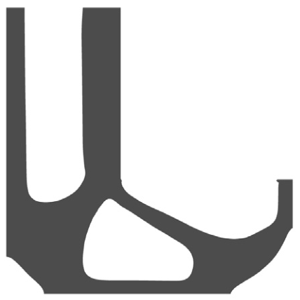 Optimized L-shaped bracket obtained while keeping the printing direction fixed at zero degrees.